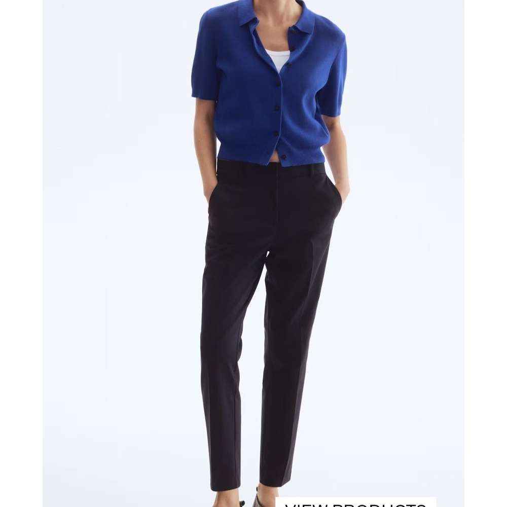 H&M Slim Slacks Regular‎ Waist Full Length Navy Blue Pants Women's Size 2